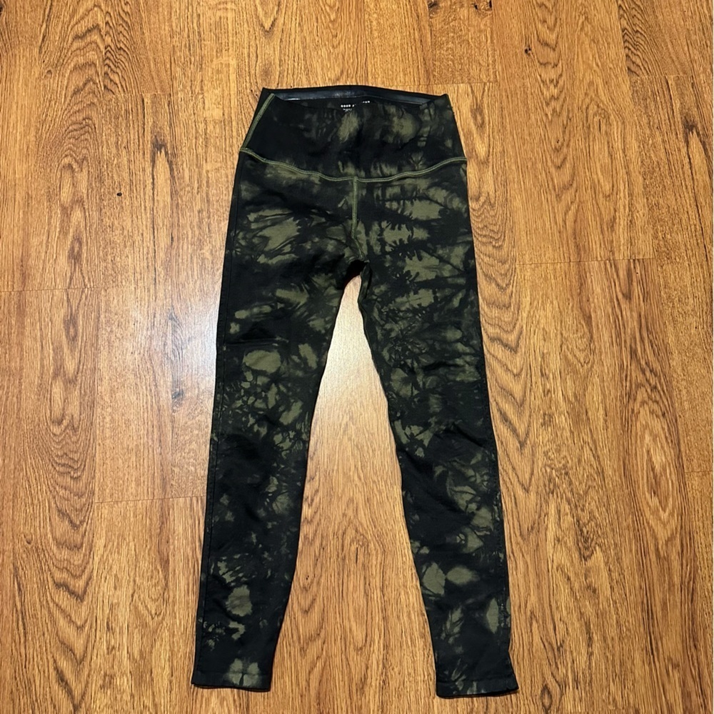 Good American Green Black Tie Dye Cropped Leggings Activewear Sports Size 1/2